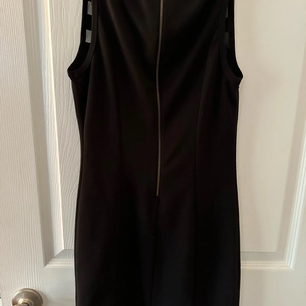 Black mini dress with mesh sheer striping junior sizing - Picture 6 of 8